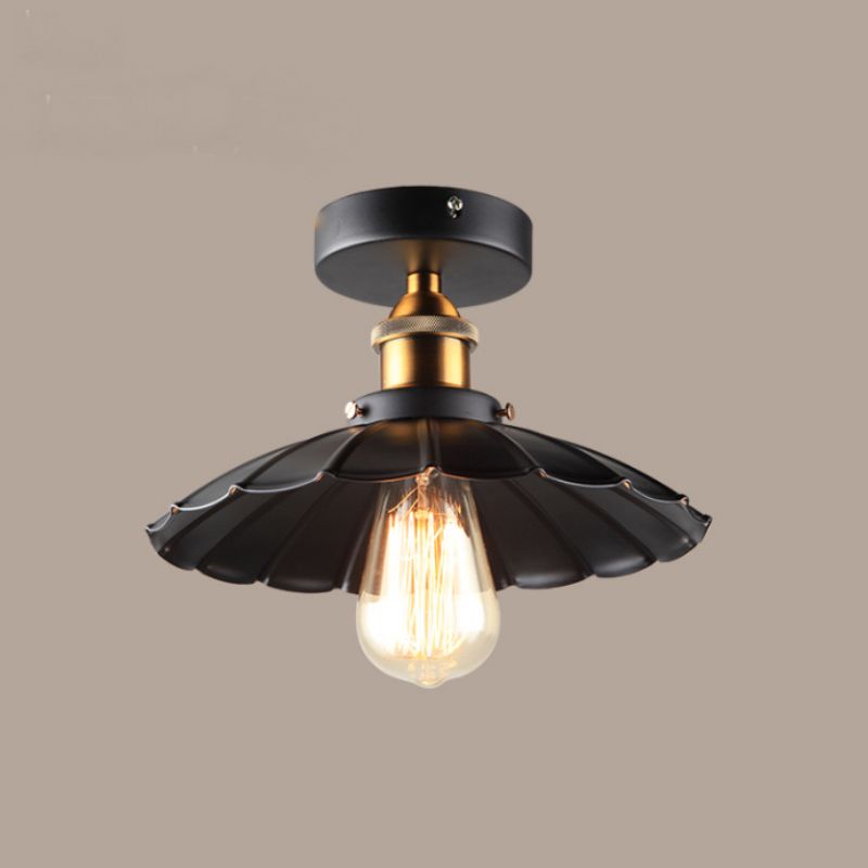 Semi Flush Mount Ceiling Light Industrial Metal Flared Semi-Flush Mount Ceiling Light