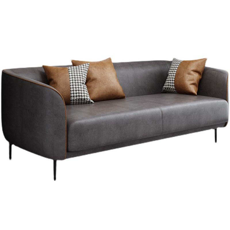 Faux Leather Tuxedo Arm Sofa 25.59" D x 30.70" H Sofa for Living Room
