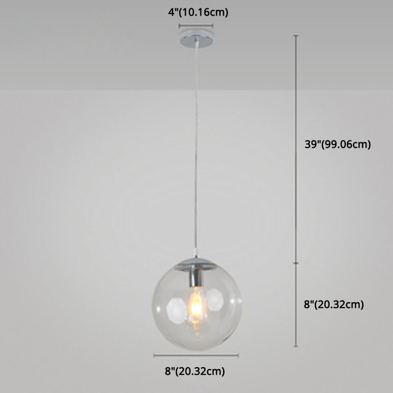 Restaurant Pendant Lighting Fixture Minimalist Style Pendant Ceiling Light with Orb Glass Shade