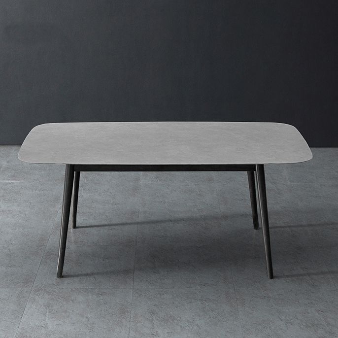 Modern Style Gray Stone Table Rectangle Dining Table for Kitchen