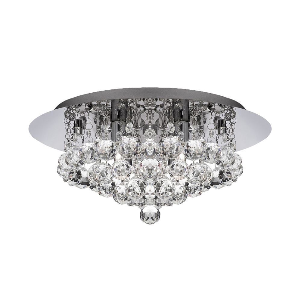 Cascading Flush Mount Light Contemporary Crystal 3/4/6 Lights Chrome Ceiling Light, 8"/14"/19.5" Wide