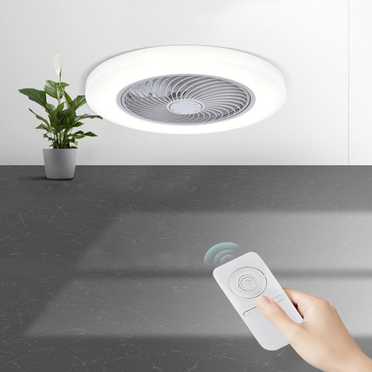 Acryl weiße LED -Deckenventilatoren im modernen prägnanten Stil Eisen kreisförmiger Flush -Mount für Schlafzimmer