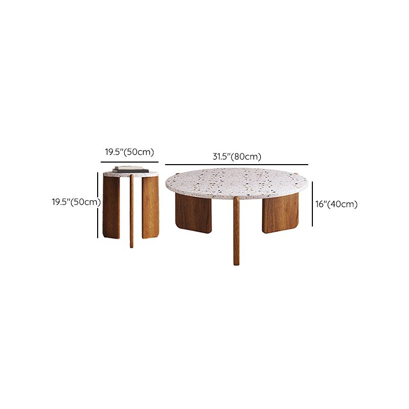 Stone Coffee Cocktail Table Modern 3 Legs Coffee or End Table