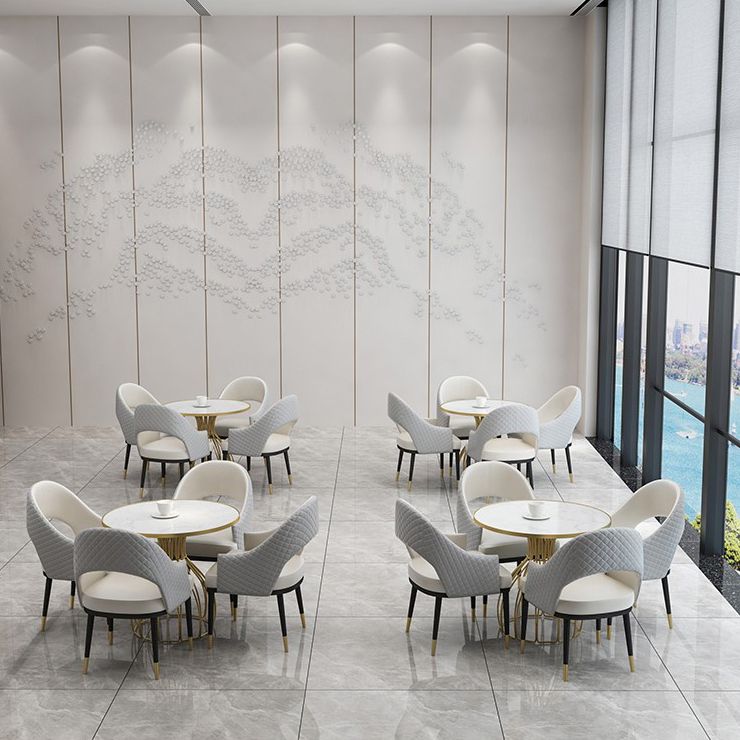 Metal and Stone Table Glam Style Simple Home Round Dining Table