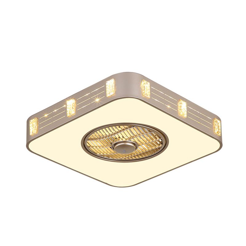 LED Semi Flush Monted Lighting Eenvoudig slaapkamer hanger ventilatorlamp met vierkante acrylschaduw in goud, 19,5 "/23.5" W