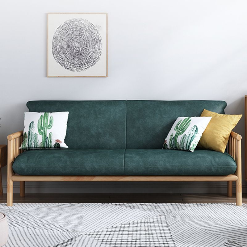 Contemporary Cushions Standard Tuxedo Arm Living Room Faux Leather Settee