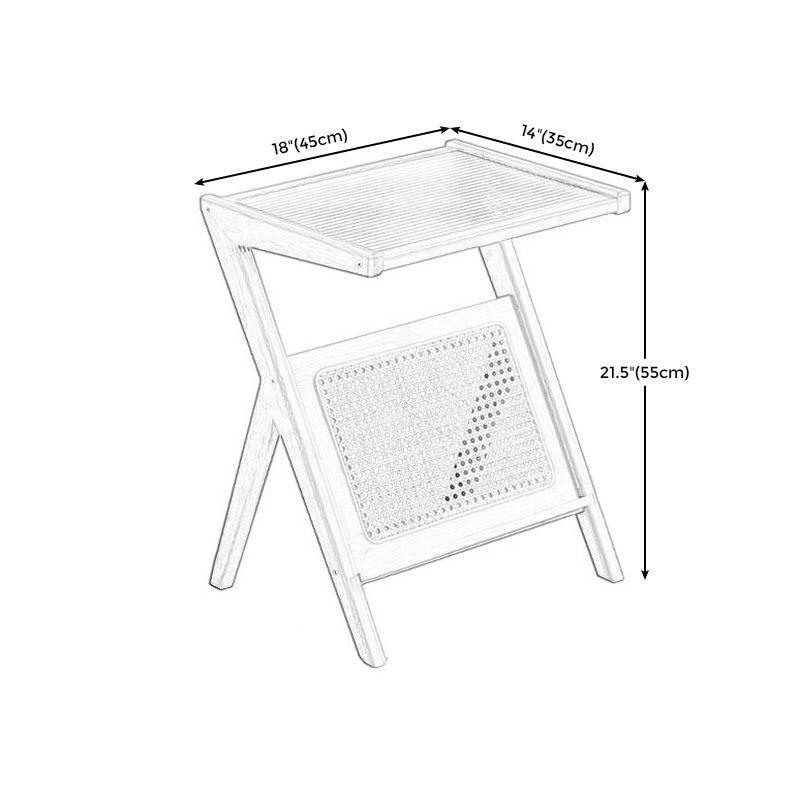 Cross Legs End Table Glass Top End Table  with Shelf 21.6 "Tall for Living Room