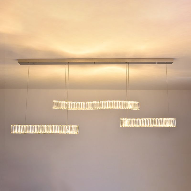 Contemporary Island Light Linear Crystal Island Chandelier Lights for Kitchen