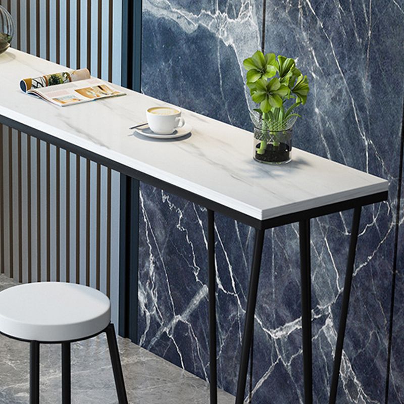 Modern Bar-height Table Stone Top Bistro Pub Table with Four Legs