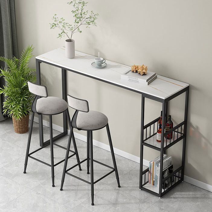 Glam Style 41.3"H Bar Table Marble White Rectangle Top Bistro Table for Living Room