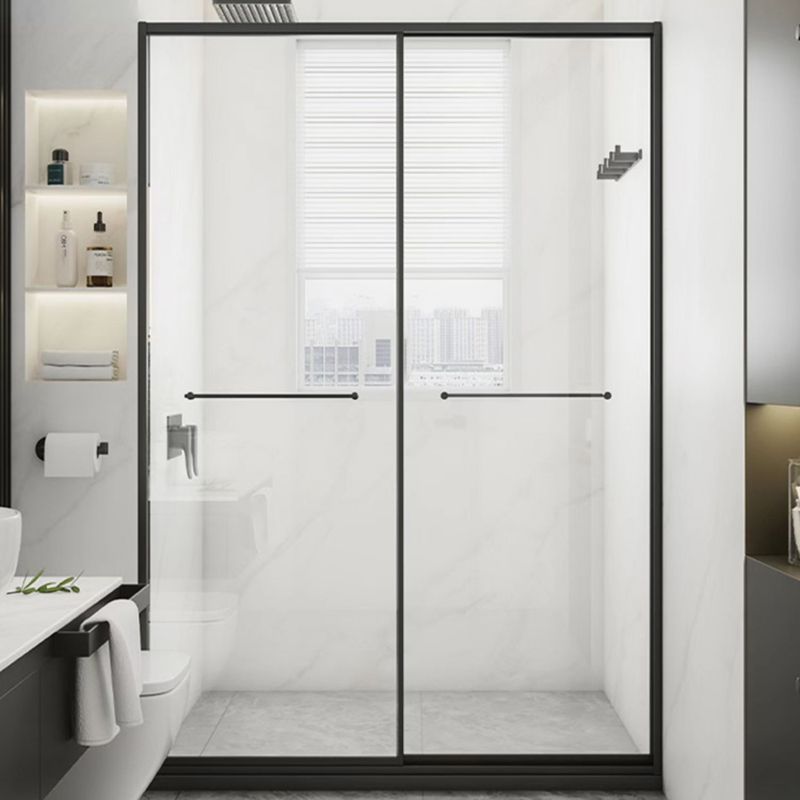 Black Frame Double Sliding Shower Bath Door Transparent Shower Door