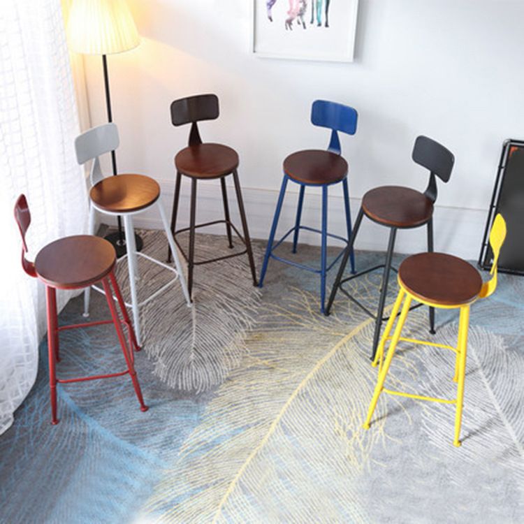 Industrial Round Solid Wood Bar Table Set 1/2/5 Pieces Counter Table with High Stools