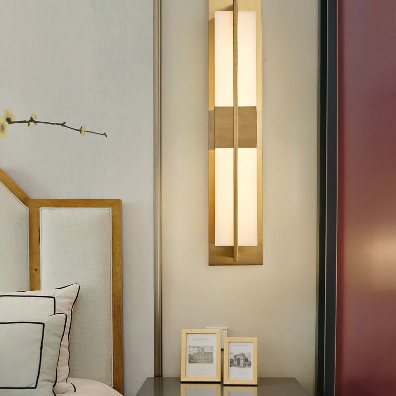 Gold Metal Modern Wall Sconce Rectangular Wall Mounted Light for Living Room