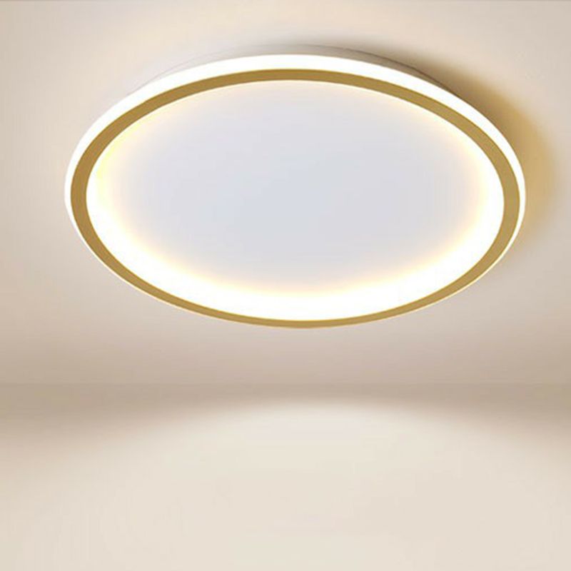 Simplicity Ultrathin Circle Flush Ceiling Light Aluminum Living Room LED Flush Mount Lighting in Gold