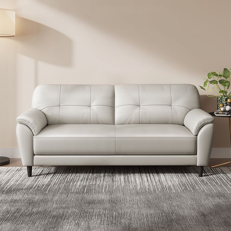 Leather Contemporary Pillow Top Arm Stain Resistant Settee Couch in White