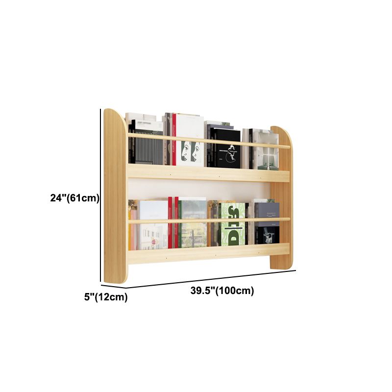 Contemporary Wall Unit Bookshelf Natural Pine Wood Bookcase for Bedroom