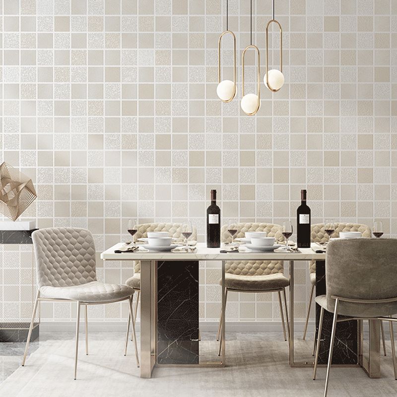 Modern Mosaic Tile Wallpaper Roll Light-Color Dining Room Wall Art, 33' L x 20.5" W