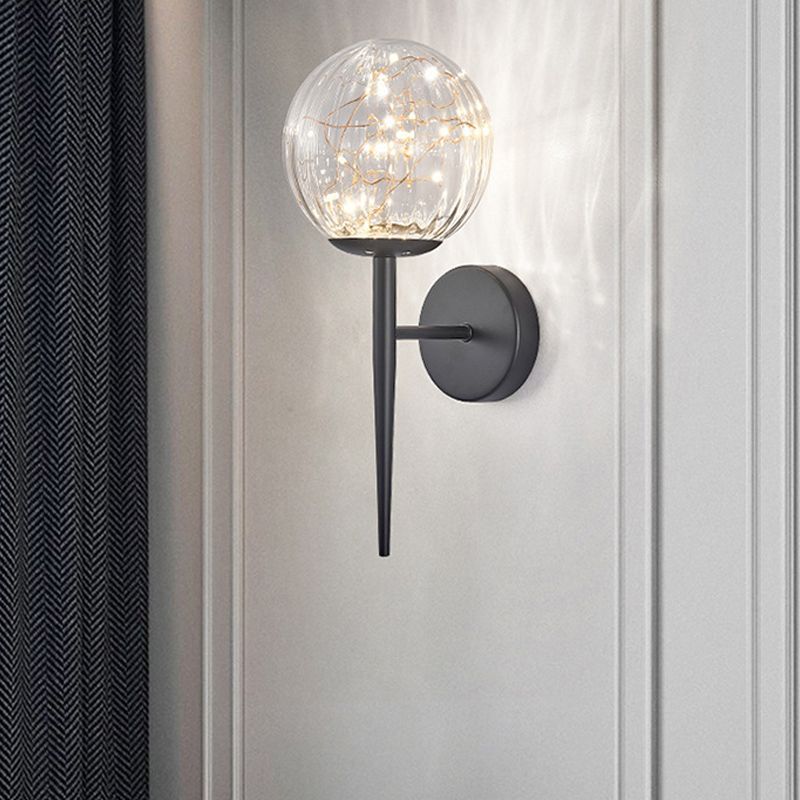 1 Light Spherical Wall Sconce Modern Style Glass Wall Lighting for Restaurant