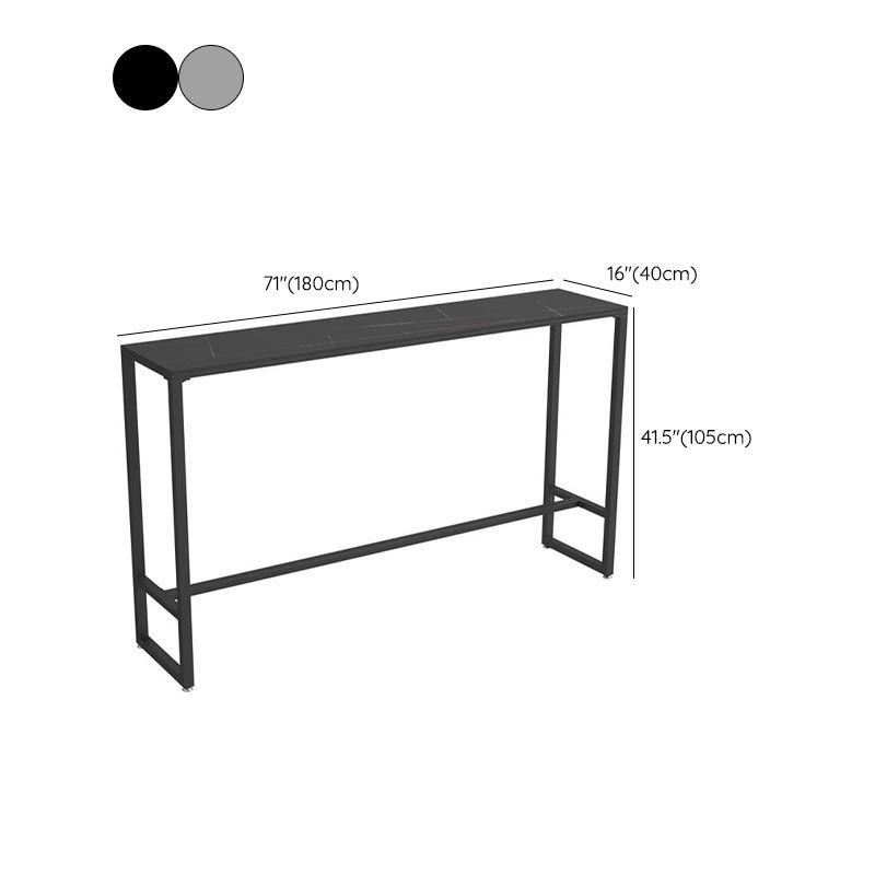 Black and Metal Base Table Industrial Rectangle Sintered Stone Bar Table