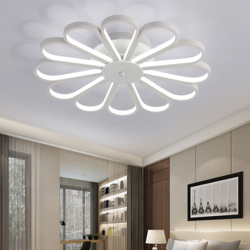 Fleur Fleurie Semi Flush Lighting Contemporain Acrylique Multi Lights LED blanc Semi Flush Plafond Lightture en blanc / clair léger chaud