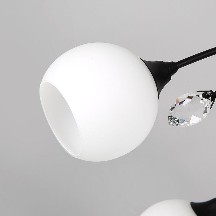 Traditional Round Semi Mount Lighting Glass Ceiling Lighting in Black