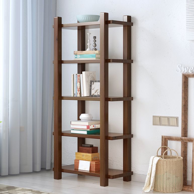 Modern Style Open Back Bookshelf Solid Wood Bookcase for Home