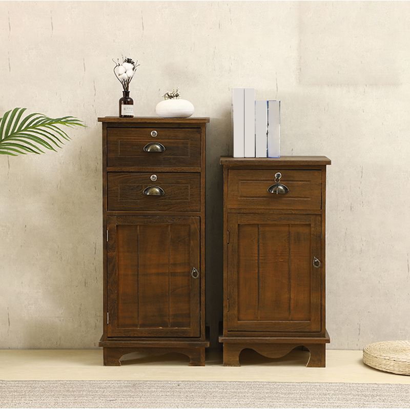 Industrial Bracket  Legs Accent Cabinet with Door and Drawers Storage Cabinet