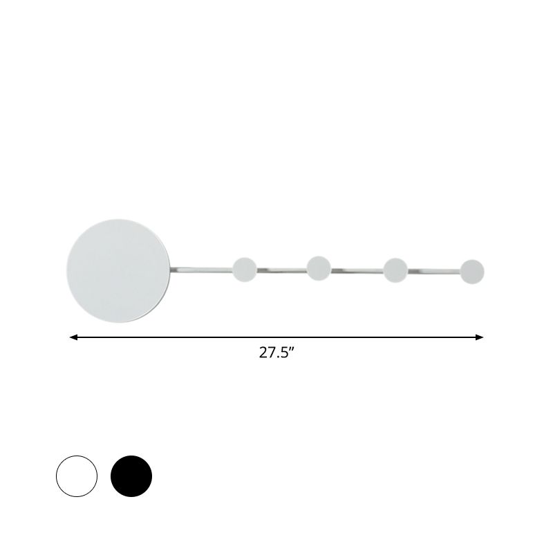 Circle Wall Mount Light Fixture Modernist Metal Black/White LED Wall Sconce with Hook Design in Warm/White Light