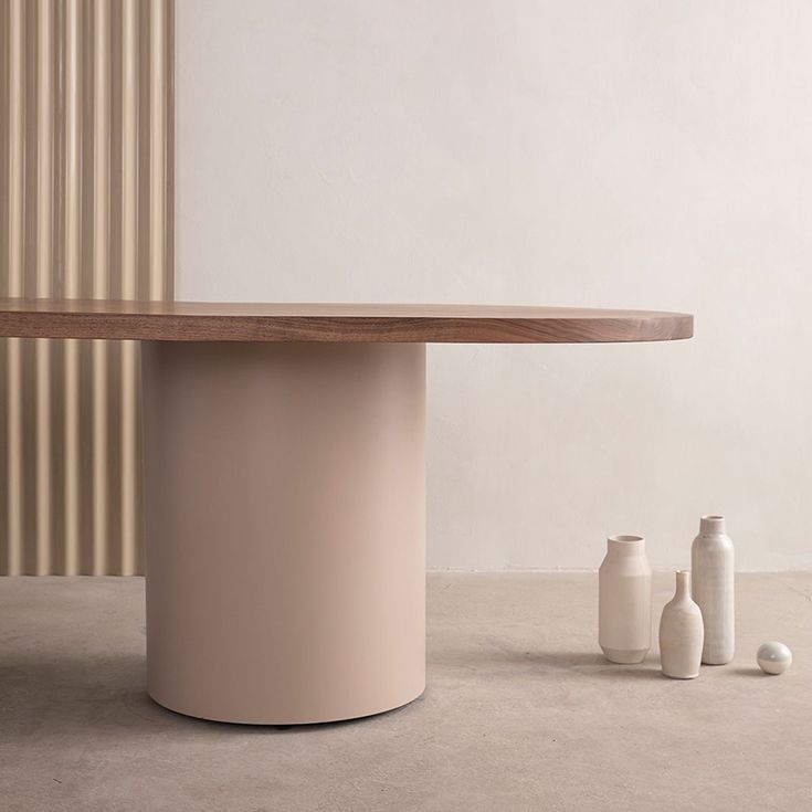 Mesa de comedor de madera maciza ovalada Mesa moderna con pedestal doble de madera para restaurante