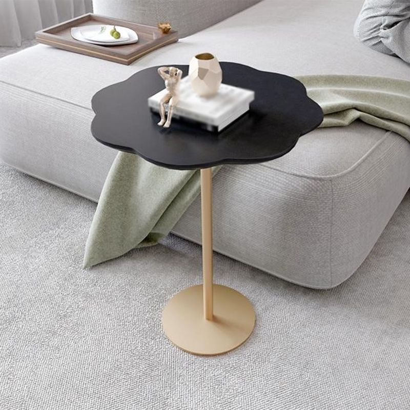 24.4"Tall Mental Pedestal Side Table Black/white/grey Naturally Shaped Top End Table