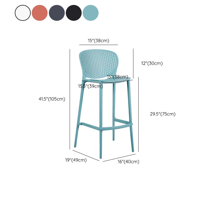 Industrial Low Back Counter Stool Plastic Counter Height Stools for Kitchen