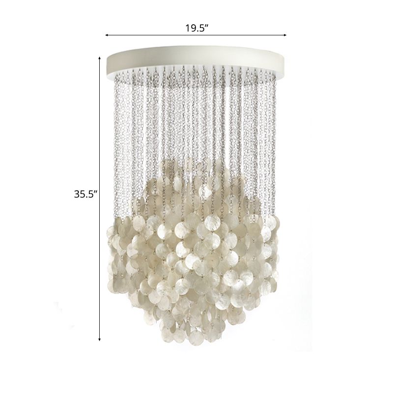 Wind Chime kroonluchter hanglamp Noordse schaal 19,5 "/23.5" dia 4 lichten wit hangend plafondlicht