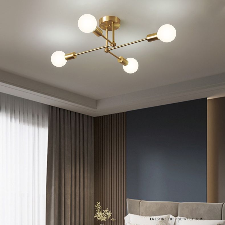 Luce del soffitto semi -filo in stile industriale Minimalista Bulb Bulb Sputnik Metal Aiuto