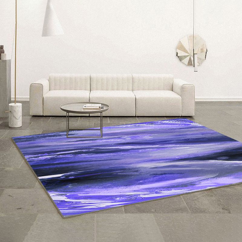 Blue Minimalist Rug Polyester Graphic Rug Non-Slip Backing Rug for Drawing Room