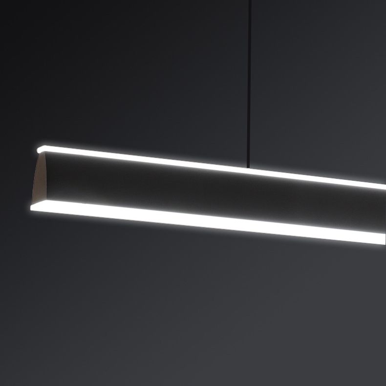 Linear Black Pendant Lighting Modern Metal Island Lighting for Dining Room
