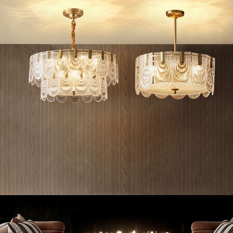 Tiered Chandelier Light Fixture Vintage Glass Pendant Lamp for Restaurant