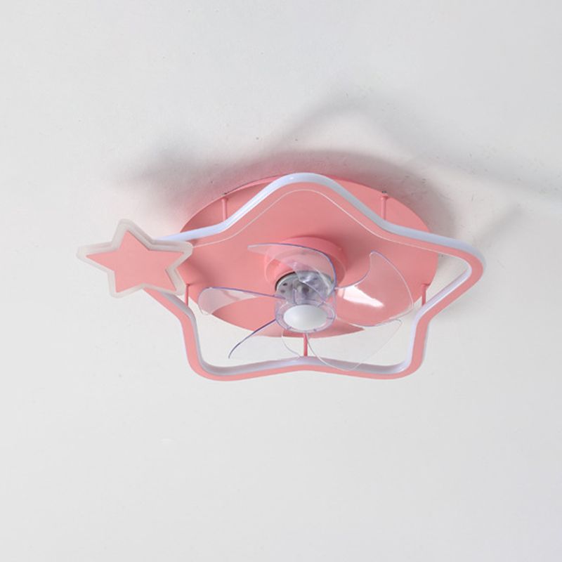 5-Blade Children LED Ceiling Fan Metallic Pink Fan with Light for Home