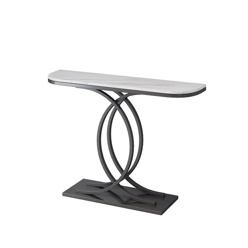 Glam Half Moon Console Table Iron Console Sofa Table for Hall