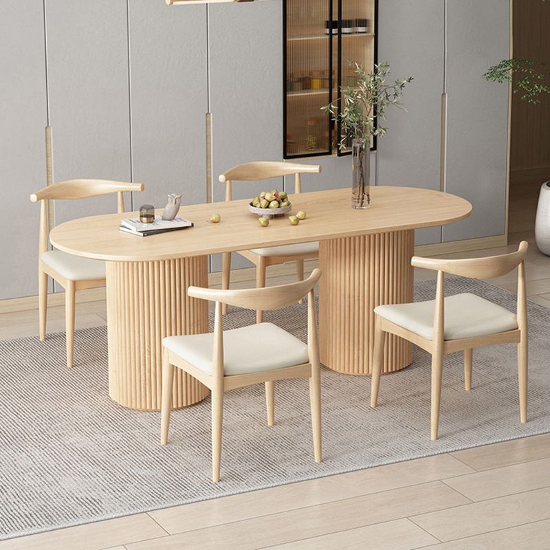 Contemporary Style Dining Oval Table Dining Wooden Table for Restaurant with Wood Legs