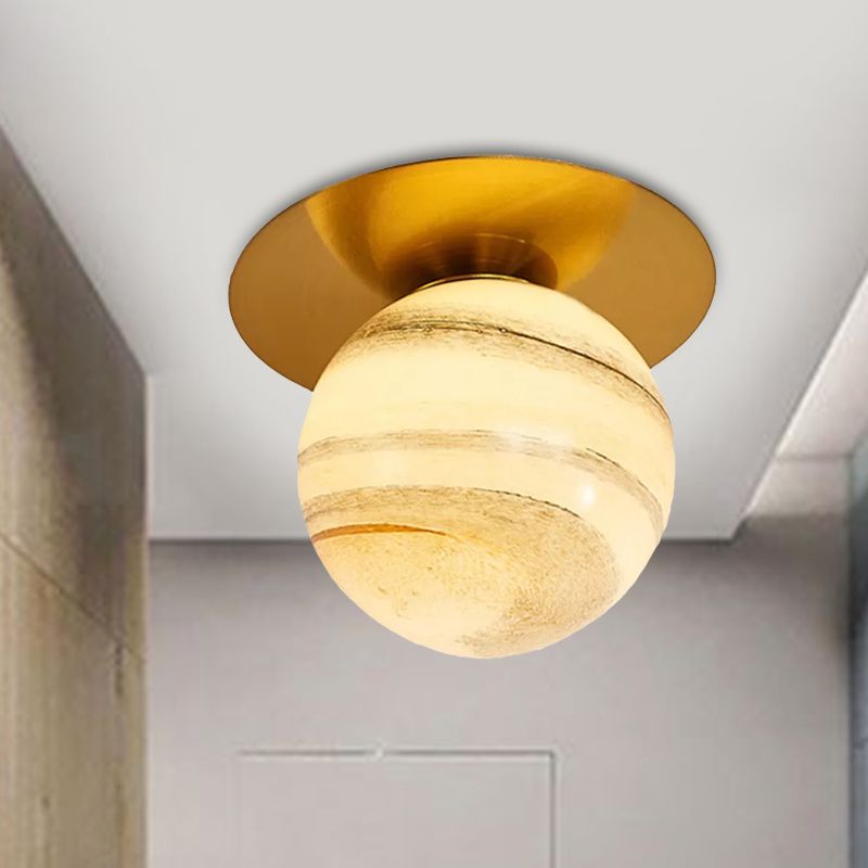 Clear/Light-Brown/Cream Orbit Ceiling Light Modern Glass 1 Light Kitchen Flushmount Ceiling Lamp