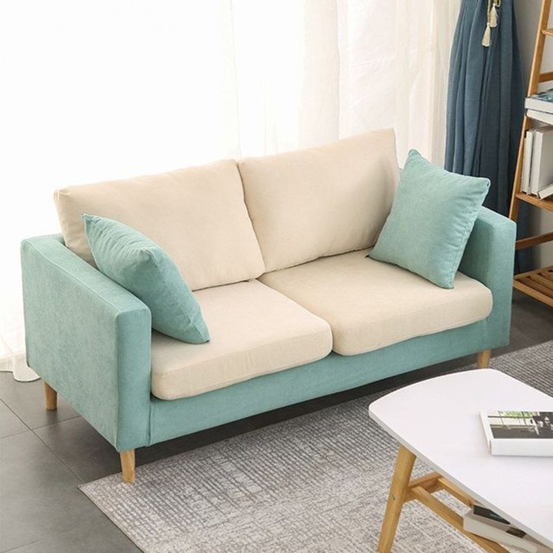 Scandinavian 24.4" Wide Pillows Back Loveseat Square Arm Convertible Sofa