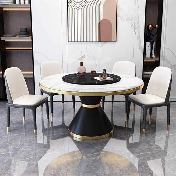 Glam Gesinterde Steen Ronde Vorm Eettafel Keuken Standaard Eettafel met Voetstuk