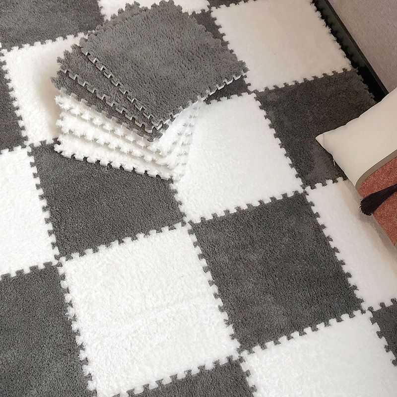 Modern Carpet Floor Tile Plush Cut Interlocking Non-Skid Tiles and Carpet