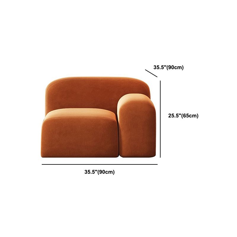 Square Arm Sofa Contemporary Simple Velvet Seating in Orange