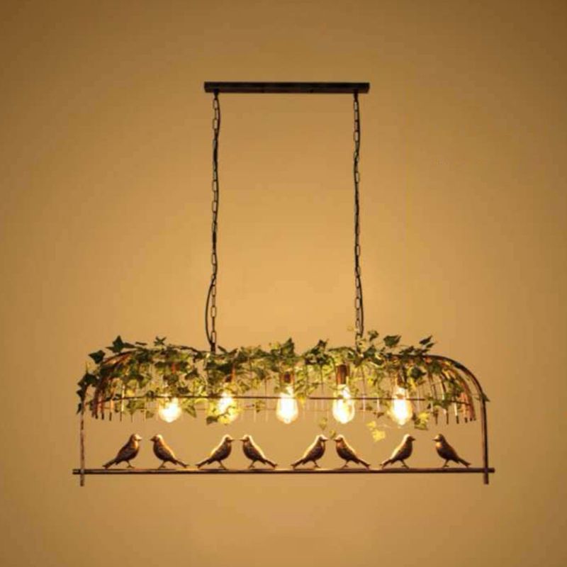 Multi - Light Iron Kitchen Island Pendant in Black / Antique Brass Ceiling Lighting