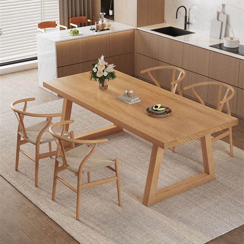 Simplicity Style Dinette Table Rectangle Solid Wood Dinner Table in Brown