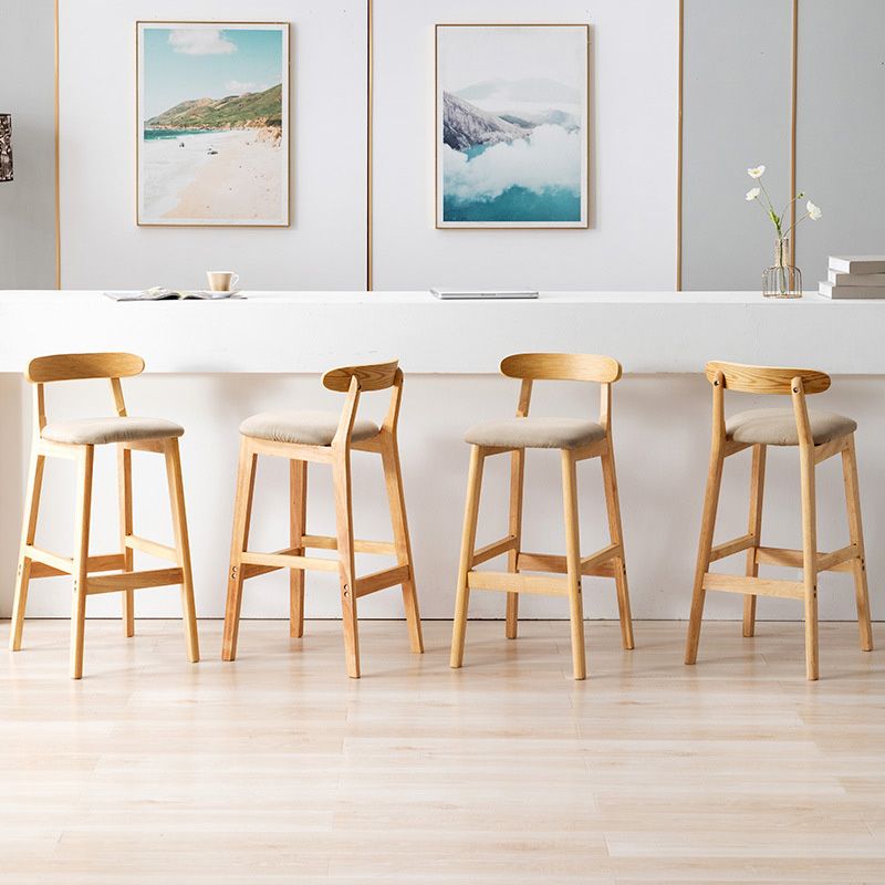 Scandinavian Milk Tea Shop Rubberwood Stool Matte Finish Upholstered Bar Stools