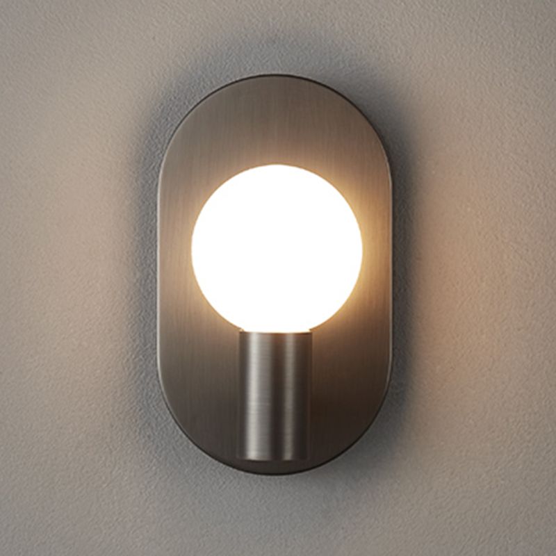 Modern Copper Wall Mount Lamp 1-Light Spherical with Glass Shade for Bedroom