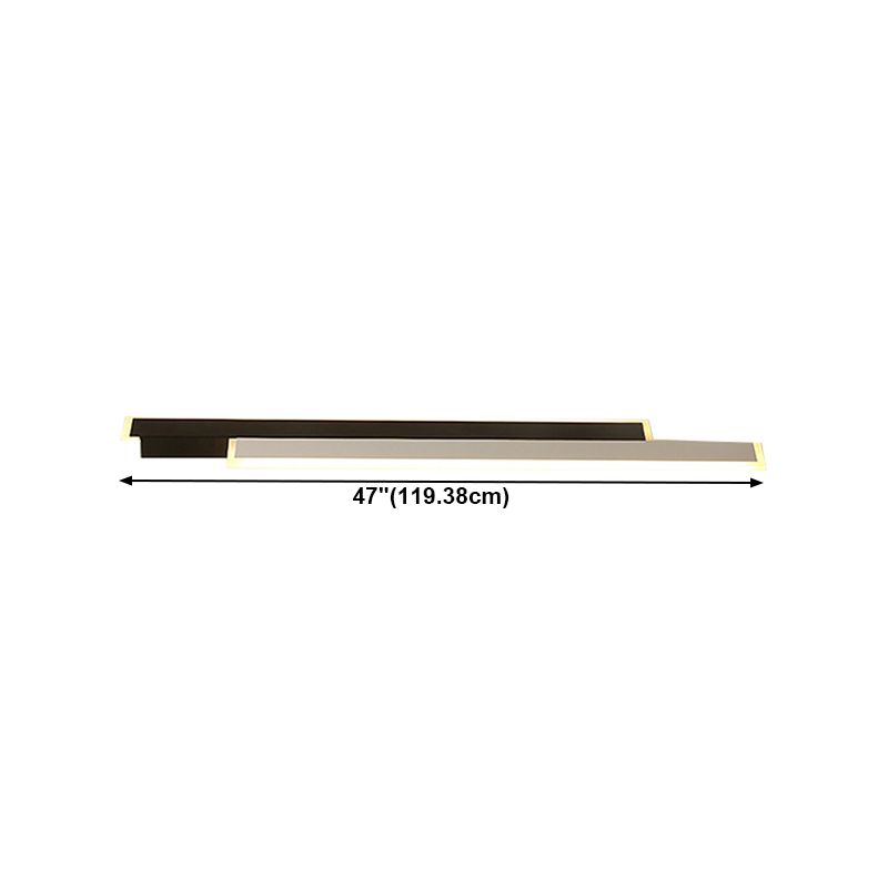 Metal Linear Shape Flush Mount Modern 2 Lights Flush Mount Lighting Fixtures in Black