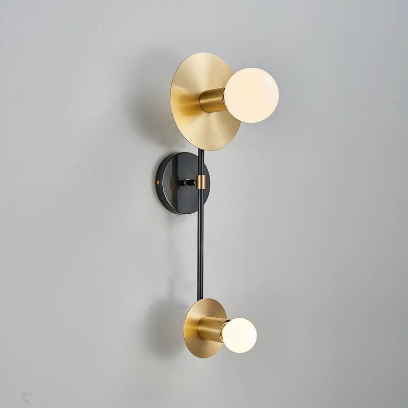 Moderne blootgestelde lampwand SCONCE METAL 2 Lichten woonkamer wandlamp in goud met opaalglasschaduw